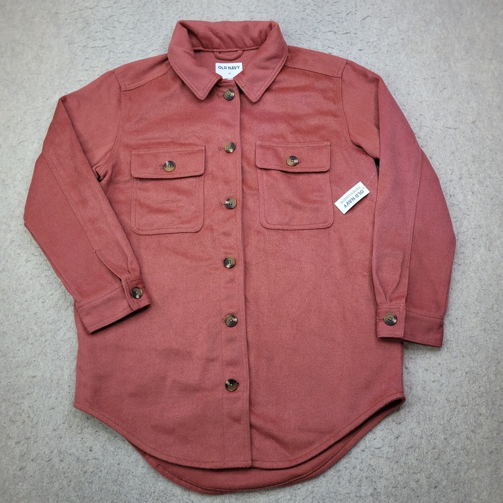 Old Navy Flannel Shacket Mens Medium Red Thick Heavyweight Button Up NEW